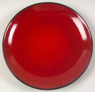 Oneida Sunset Round Salad Plate, Fine China Dinnerware   Sponge Red On Brown,Smo