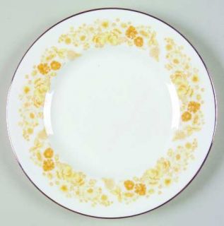 Wedgwood Mimosa Bread & Butter Plate, Fine China Dinnerware   Yellow Floral Rim,