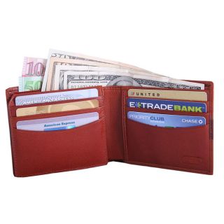 Leatherbay Mens Cognac Leather Bi fold Wallet