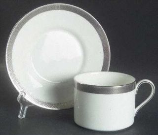 Ralph Lauren Hewitt Platinum Flat Cup & Saucer Set, Fine China Dinnerware   Form