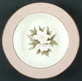 Sevron Fair Lady Rim Soup Bowl, Fine China Dinnerware   Rose Color Border,White