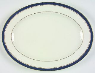 Pfaltzgraff Hampton 14 Oval Serving Platter, Fine China Dinnerware   Bone, Blue