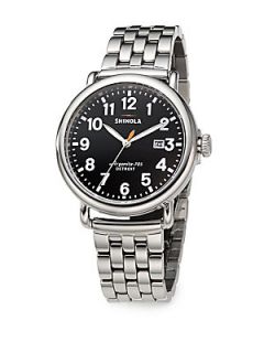 Shinola Runwell Stainless Steel Bracelet Watch/Black   Silver Black
