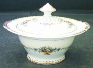 Noritake Romola Sugar Bowl & Lid, Fine China Dinnerware   Yellow/Rust Border,Flo