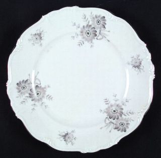 Edelstein Andouca Dinner Plate, Fine China Dinnerware   Gray Floral