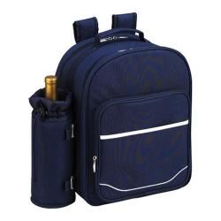 Picnic At Ascot Picnic Backpack For Two With Blanket Navy/white