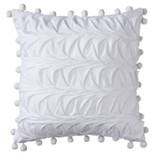 Xhilaration Textured Pom Pom Decorative Pillow   True White