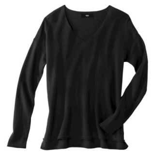 Mossimo Petites Long Sleeve V Neck Pullover Sweater   Black MP