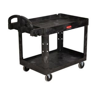 Rubbermaid 2 Shelf Utility Cart   500 lb Capacity, Open Base, Black
