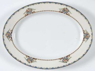 Noritake Mariana 13 Oval Serving Platter, Fine China Dinnerware   Blue Edge,Flo