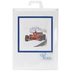 Motor Racing On Linen Counted Cross Stitch Kit  6 1/4 X6 3/4 36 Count