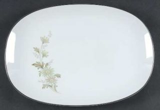 Noritake Soroya 13 Oval Serving Platter, Fine China Dinnerware   Green Flowers,