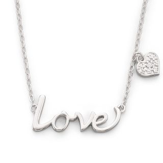 Silver Love Necklace & Heart Charm, Womens