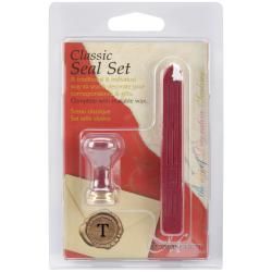 Classic Ceramic Initial Seal and Red Wax Set