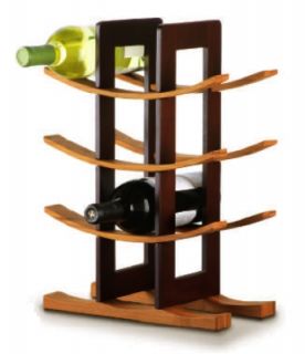 Anchor Wine Rack w/ 9 Bottle Capacity & Espresso Exterior, Bamboo