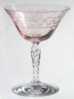 Fostoria Greek Rose (Pink) Champagne/Tall Sherbet   Stem #5097, Etch 45,Rose