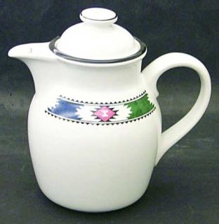 Noritake Kachina Tea/Coffee Pot & Lid, Fine China Dinnerware   Santa Fe, Black/R