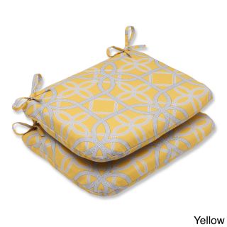 Pillow Perfect Keene Rounded Corners Outdoor Seat Cushions (set Of 2) (Cherry (red), pool (blue), or Soliel (yellow)Fabric materials 100 percent spun polyesterFill 100 percent polyester fiberClosure Sewn seamUV protection YesWeather resistant YesCare