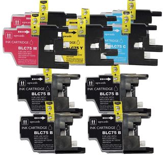 Brother Lc75, 2x Black 1x Cyan, Yellow, Magenta Compatible Ink Cartridge Set (remanufactured) (pack Of 10) (Black, cyan, yellow, magentaPrint yield 600 pages at 5 percent coverageNon refillableModel NL Brother LC75, 4xBK/ 2xCYM SetWarning California re