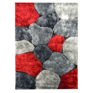 Hand tufted Abstract Color block Red Area Rug (5 X 7)