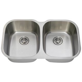 Polaris Sinks P405 16 Equal Double Bowl Stainless Steel Kitchen Sink