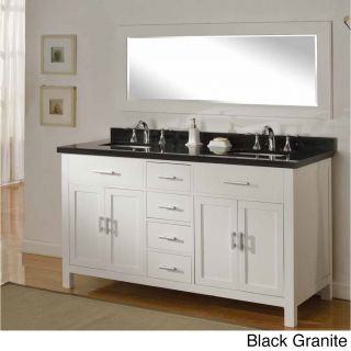 63 inch Hutton Pearl White Double Bathroom Vanity Sink Console Set