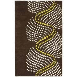 Handmade Soho Waves Brown New Zealand Wool Rug (5x 8)