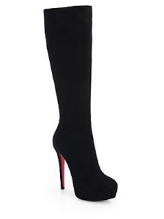 Christian Louboutin Bianca Suede Knee High Boots   Black