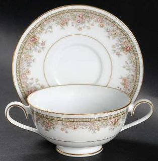 Noritake Morning Jewel Footed Cream Soup Bowl & Cup Saucer Set, Fine China Dinne