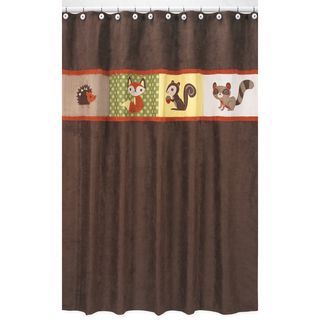 Forest Friends Kids Shower Curtain (BrownMaterials 100 percent cotton, microsuede fabrics Dimensions 72 inches wide x 72 inches longCare instructions Machine washableShower hooks and liner not includedThe digital images we display have the most accurat