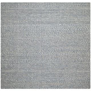 Handwoven Doubleweave Sea Grass Blue Rug (8 Square)