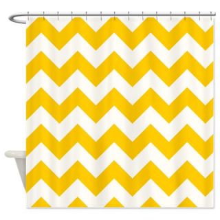  Golden yellow and white chevrons pattern Shower Cu  Use code FREECART at Checkout