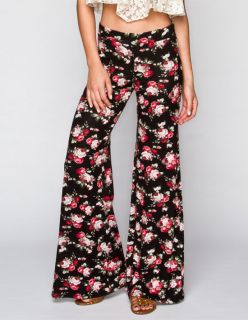 Floral Print Womens Wide Leg Pants Black In Sizes Large, X Small, Sma