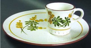 Stangl Golden Blossom (Brown Trim/Yellow) Snack Plate & Cup Set, Fine China Dinn