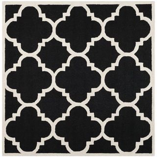 Safavieh Handmade Moroccan Cambridge Black/ Ivory Wool Rug (8 Square)