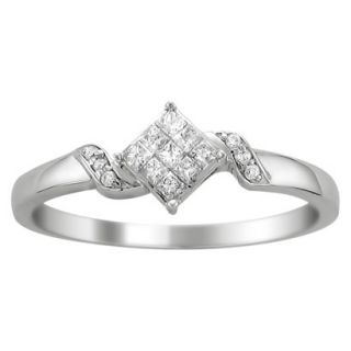 1/4 CT. T.W. Princess Cut Diamond Composite Set Promise Ring in 14K White Gold