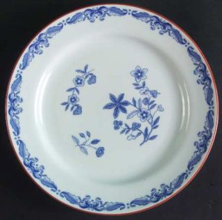 Rorstrand Ostindia Salad Plate, Fine China Dinnerware   Blue Flowers On Blue Bac
