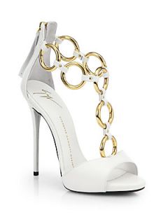 Giuseppe Zanotti Leather Chain Strap Sandals   White