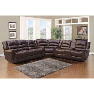 Gilbert Brown Bonded Leather 3 piece Sectional Sofa Set