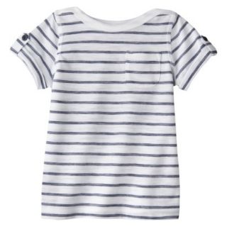 Cherokee Infant Toddler Girls Striped Short Sleeve Tee   Fresh White 2T