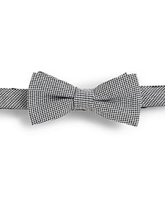 HUGO Microcheck Print Bow Tie   Black White