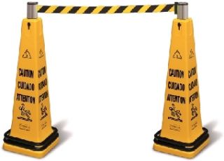 Rubbermaid 36 Cone Barricade System   Caution Multi Lingual, Yellow