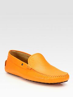 Tods Pebbled Leather Drivers   Orange  Tods Shoes