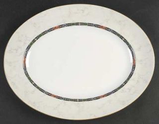 Wedgwood Harlequin 14 Oval Serving Platter, Fine China Dinnerware   Marble Bord
