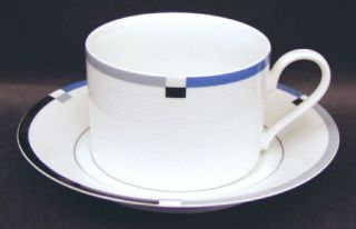 Mikasa Couture Flat Cup & Saucer Set, Fine China Dinnerware   Uho23,Rings&Square