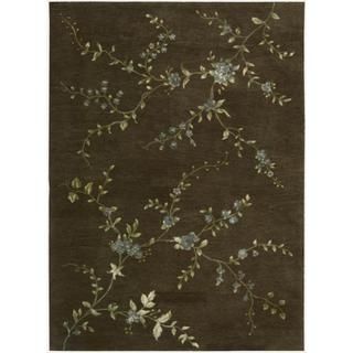 Hand tufted Modern Elegance Floral Brown Wool Rug (56 X 75)