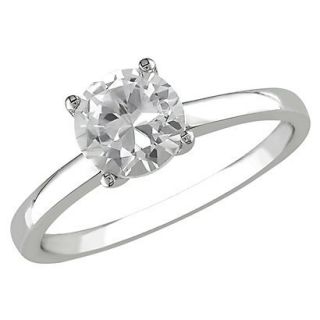 1 1/4 Carat Created White Sapphire Solitaire Ring 10k White Gold