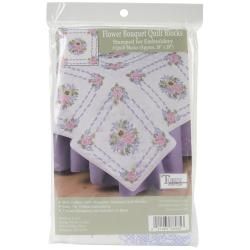 Stamped White Quilt Blocks 18 X18 6/pkg  Floral Bouquet