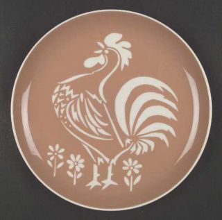 Harker Cock OMorn (Coral) Dinner Plate, Fine China Dinnerware   White Rooster,