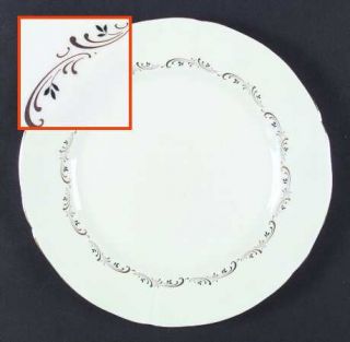 Northumbria Lake Louise Dinner Plate, Fine China Dinnerware   Gold Scrolls,Black